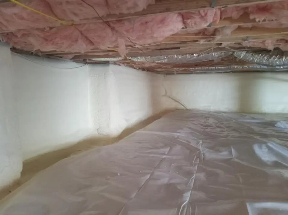 Crawl space encapsulation with closed-cell spray foam for Roof Waterproofing in Wallington